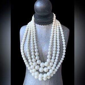 JAPAN Lustrous Iridescent Sheen 4 Strand Faux Pearl Collar Necklace Jewelry